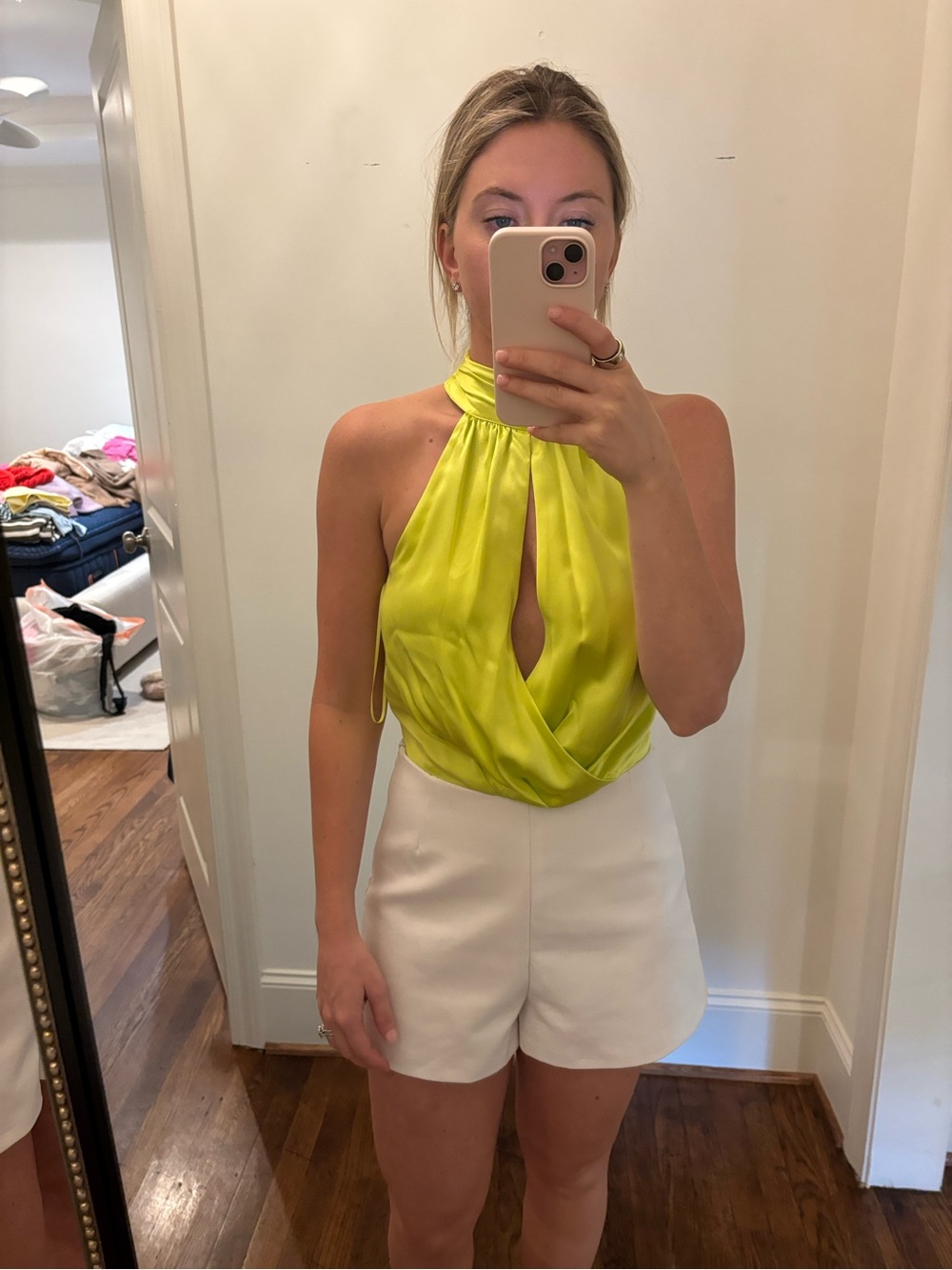 Nicholas Halter Keyhole Satin Top
